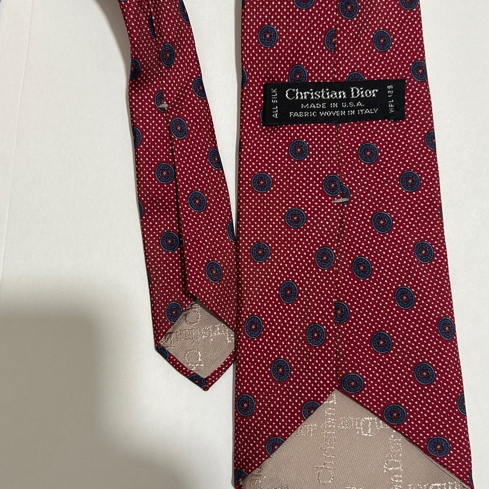 Christian Dior Elegant Red Patterned Ties Set of 2. Vintage. Preowned - Picture 7 of 9